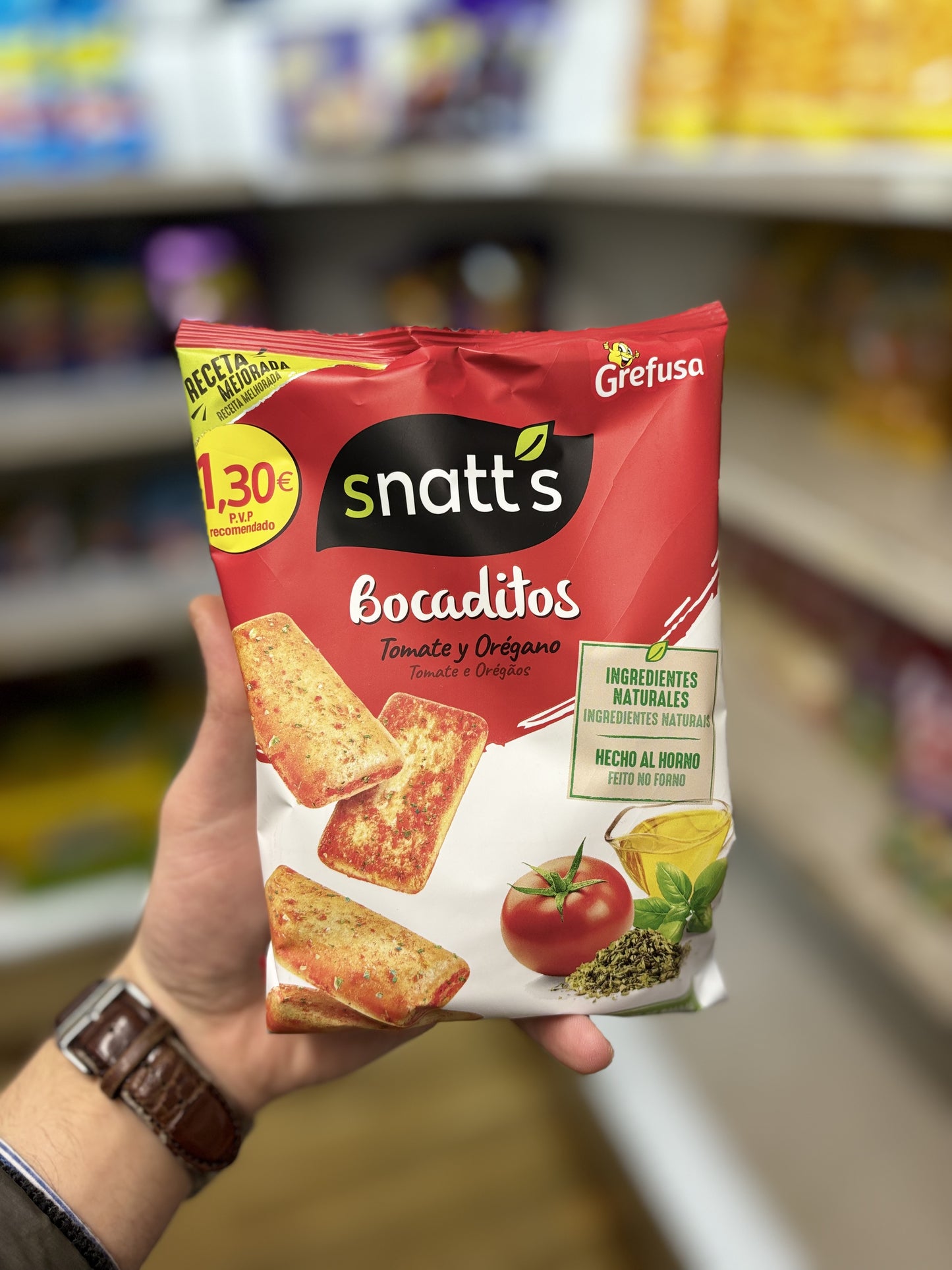 GREFUSA SNATTS NATURCHIPS BOCADITOS TOMATE OREGANO 65GR